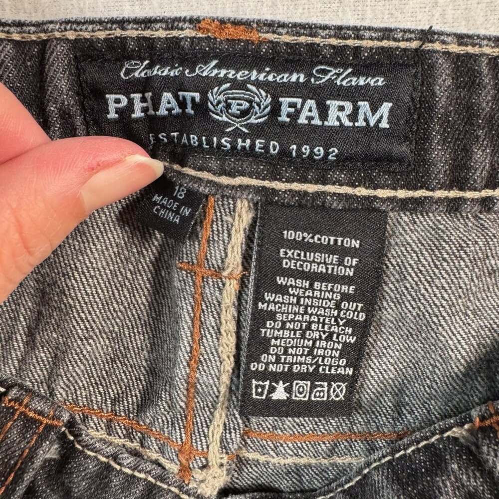 Phat Farm Jeans Womens 18 Black Straight Leg High Rise Dark Wash - Picture 7 of 11